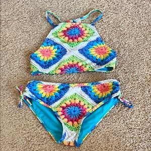 Limeapple Colorful Crochet Kids Bikini